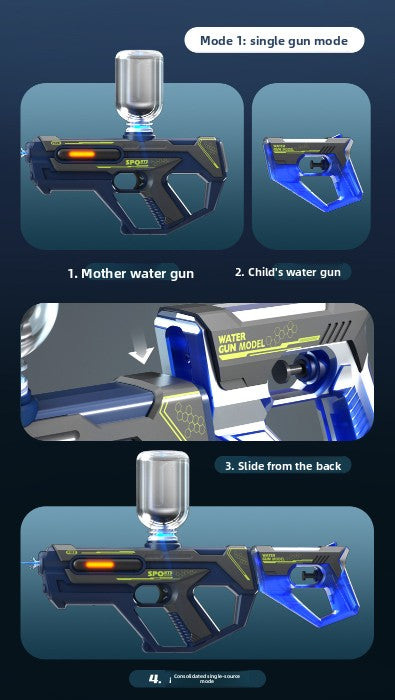 2-in-1 Electric Water Gun Automatic Squirt Blaster Set Detachable Mini Pistol High Capacity Summer Pool Toy V888-ELOSUNG41194
