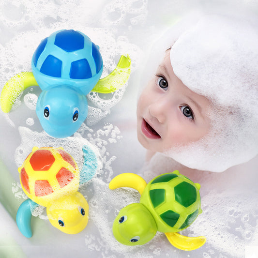 Three-Piece Wind-Up Swimming Turtle Bath Toy Set (Yellow, Green, and Blue Colors), Adorable Floating Turtle V888-ELOSUNG41195