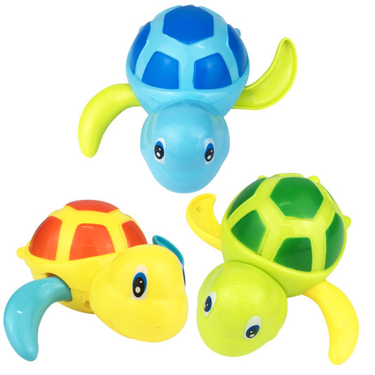 Three-Piece Wind-Up Swimming Turtle Bath Toy Set (Yellow, Green, and Blue Colors), Adorable Floating Turtle V888-ELOSUNG41195