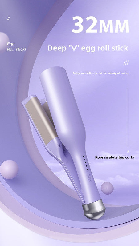 32mm French Style Deep V Hair Waver Mermaid Curls Iron Fast Heating Ceramic Styling Tool for Big Waves Purple V888-ELOSUNG41196