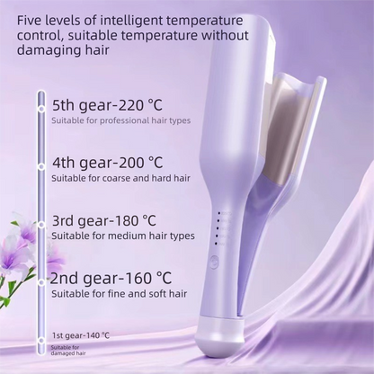 32mm French Style Deep V Hair Waver Mermaid Curls Iron Fast Heating Ceramic Styling Tool for Big Waves Purple V888-ELOSUNG41196