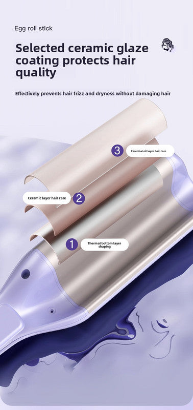 32mm French Style Deep V Hair Waver Mermaid Curls Iron Fast Heating Ceramic Styling Tool for Big Waves Purple V888-ELOSUNG41196