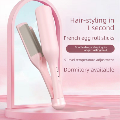 32mm French Style Deep V Hair Waver Mermaid Curls Iron Fast Heating Ceramic Styling Tool for Big Waves Pink V888-ELOSUNG41197