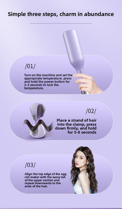 32mm French Style Deep V Hair Waver Mermaid Curls Iron Fast Heating Ceramic Styling Tool for Big Waves Pink V888-ELOSUNG41197
