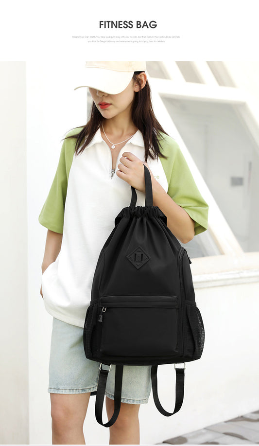 Large Drawstring Backpack Waterproof Gym Bag Lightweight Sports Sackpack with Zipper Pockets for Travel and V888-ELOSUNG41201