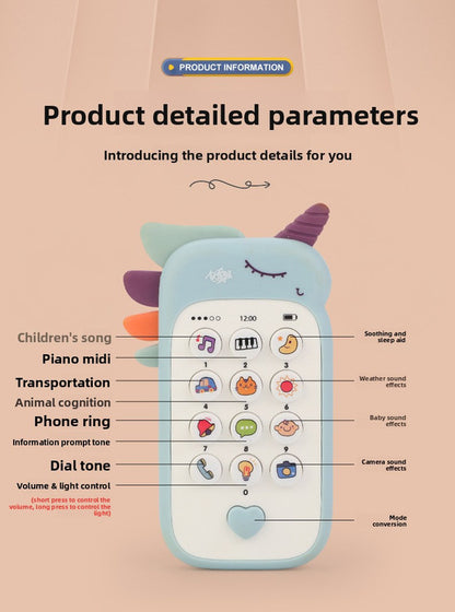 Unicorn Baby Toy Phone Music & Light Learning Mobile Teether for Toddlers Interactive English Educational V888-ELOSUNG41218