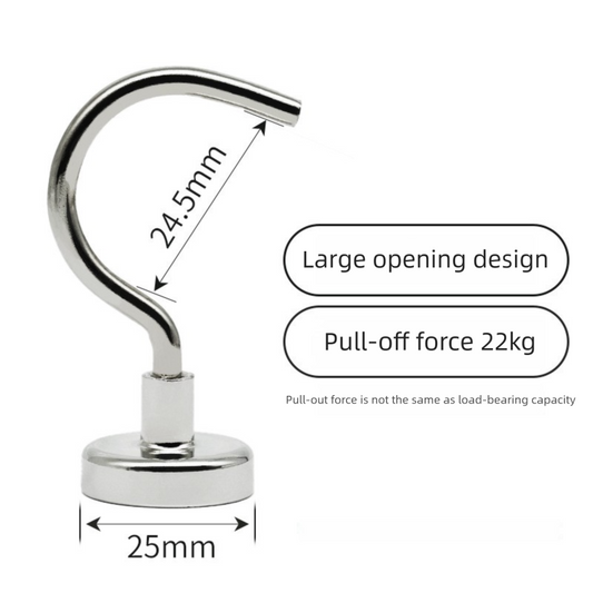 Neodymium Magnetic Hooks 25mm Base Large Open Mouth Hanger Heavy Duty Magnet for Fridge Kitchen BBQ Grill V888-ELOSUNG41240