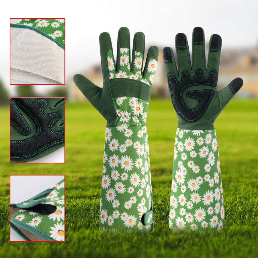 Green Long Gardening Gloves Thorn Proof Rose Pruning Gauntlets with Touchscreen Fingertips Breathable Forearm V888-ELOSUNG41242