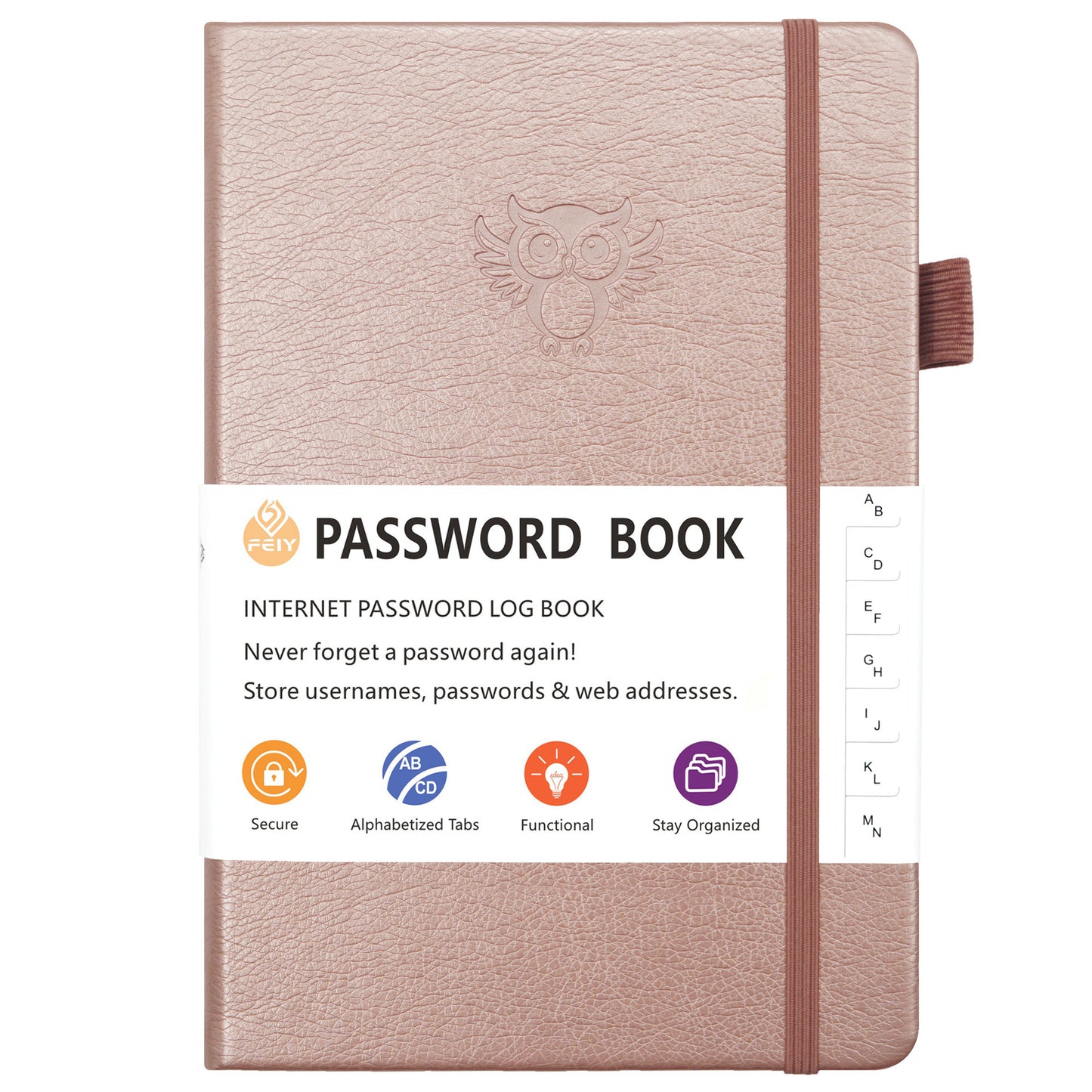 Rose Gold Password Log Book with Alphabetical Tabs Internet Address Organizer Small PU Leather Notebook with V888-ELOSUNG41244