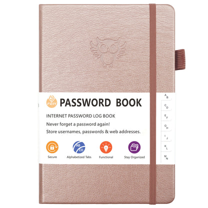 Rose Gold Password Log Book with Alphabetical Tabs Internet Address Organizer Small PU Leather Notebook with V888-ELOSUNG41244