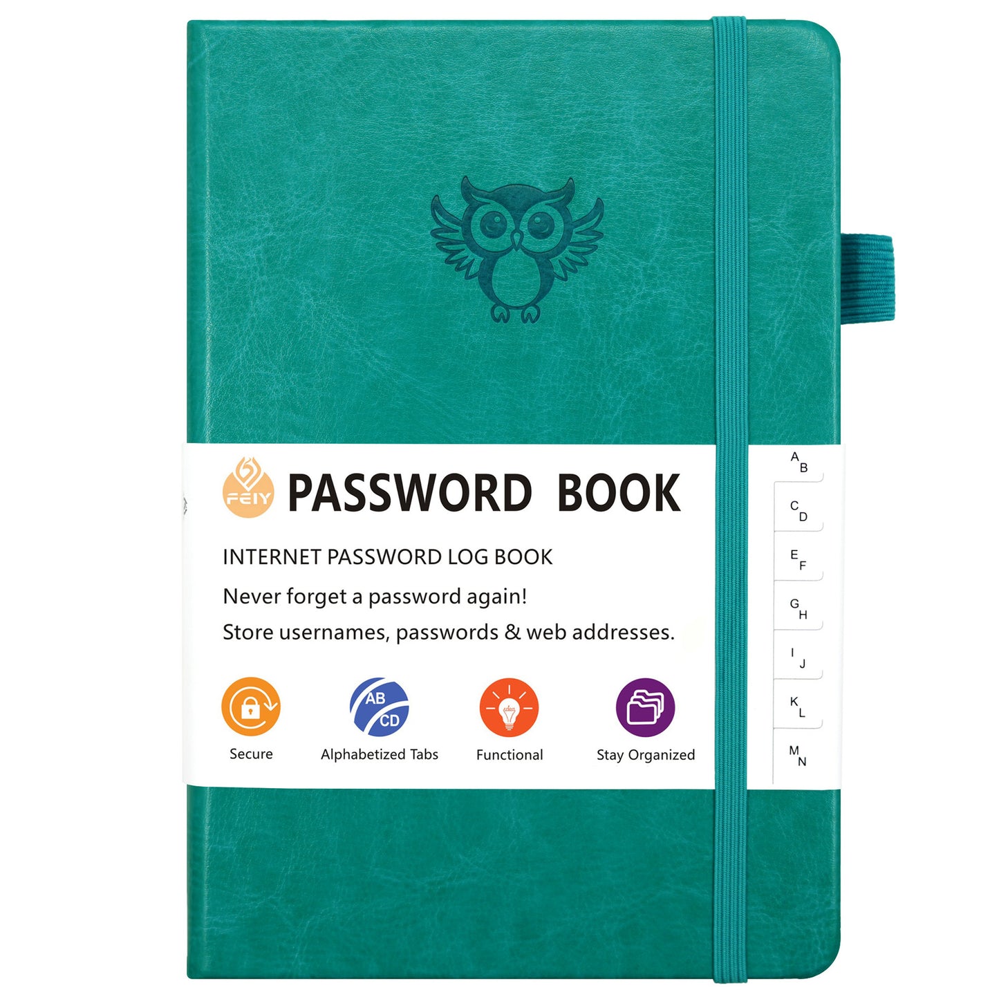 Green Password Log Book with Alphabetical Tabs Internet Address Organizer Small PU Leather Notebook with Owl V888-ELOSUNG41247