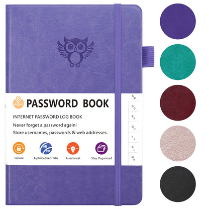 Green Password Log Book with Alphabetical Tabs Internet Address Organizer Small PU Leather Notebook with Owl V888-ELOSUNG41247