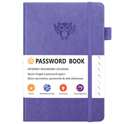 Light purple Password Log Book with Alphabetical Tabs Internet Address Organizer Small PU Leather Notebook V888-ELOSUNG41248