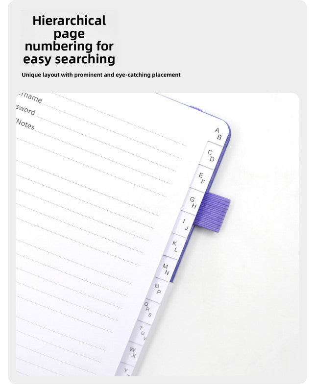 Deep purple Password Log Book with Alphabetical Tabs Internet Address Organizer Small PU Leather Notebook V888-ELOSUNG41249