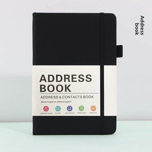 Black Address Book with Alphabetical Tabs B6 Hardcover Telephone & Contact Organizer with Pen Holder & V888-ELOSUNG41250