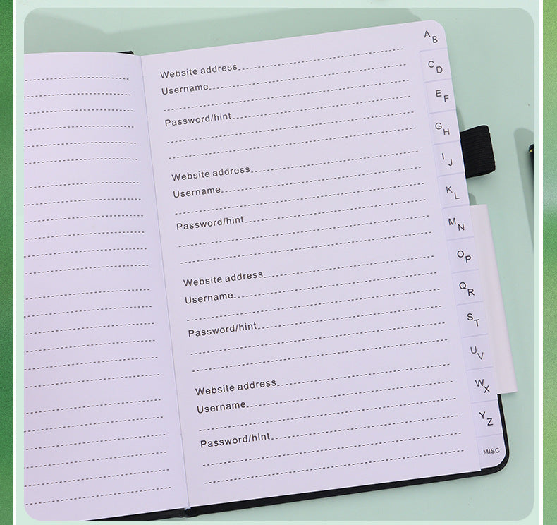 Black Password Book with Alphabetical Tabs B6 Hardcover Internet Address Logbook & Password Organizer with V888-ELOSUNG41253