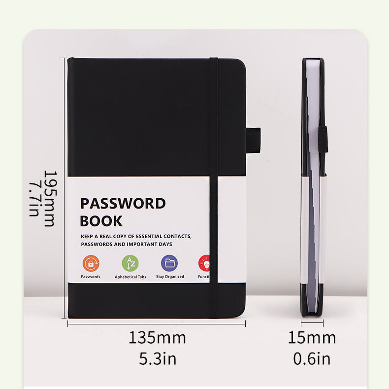 Black Password Book with Alphabetical Tabs B6 Hardcover Internet Address Logbook & Password Organizer with V888-ELOSUNG41253