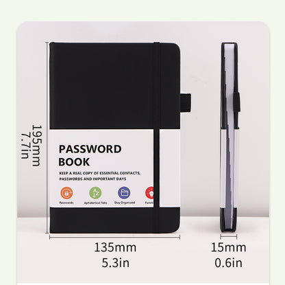 Black Password Book with Alphabetical Tabs B6 Hardcover Internet Address Logbook & Password Organizer with V888-ELOSUNG41253