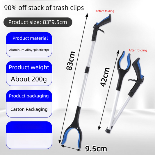 Blue and Black Handle Foldable Grabber Reacher Tool - 83cm Aluminium Litter Picker with Magnetic Tip - V888-ELOSUNG41255