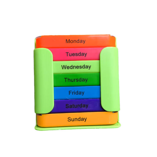 7 Day Weekly Pill Organiser Box - Rainbow Colour Coded Medicine Storage with 4 Daily Compartments - Portable V888-ELOSUNG41261