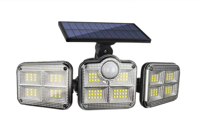 Solar Security Lights Outdoor Motion Sensor 122 LED - 3 Adjustable Heads Flood Light with Remote IP65 V888-ELOSUNG41269