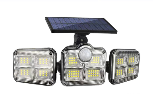 Solar Security Lights Outdoor Motion Sensor 122 LED - 3 Adjustable Heads Flood Light with Remote IP65 V888-ELOSUNG41269