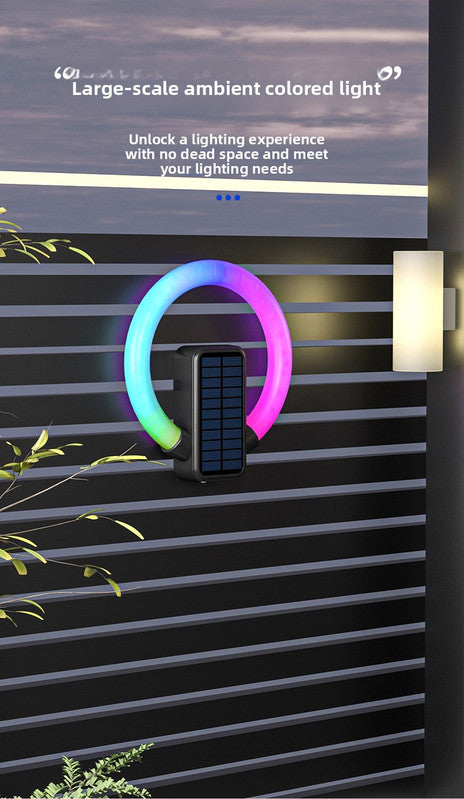 Solar Outdoor Wall Light RGB Color Changing & Warm White - Modern Circular LED Fence Lamp with Type-C USB V888-ELOSUNG41271