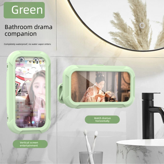 Waterproof Shower Phone Holder Green Wall Mount - 360 degrees Rotating Retractable Anti-Fog Touch Screen Case V888-ELOSUNG41276