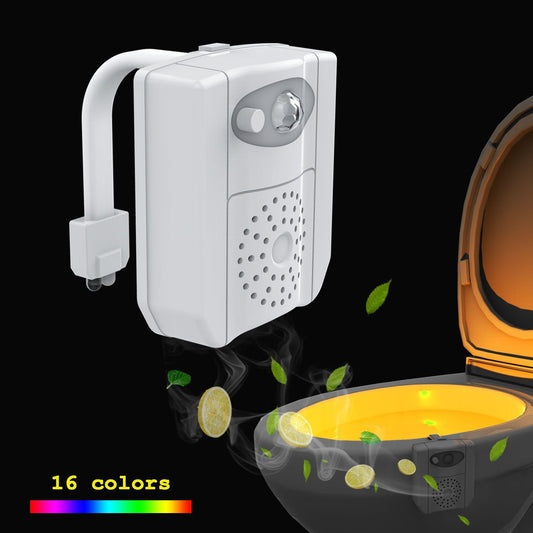 Motion Sensor Toilet Night Light 16 LED Colours - Bathroom Bowl Lamp with UV Sanitiser or Aromatherapy V888-ELOSUNG41309