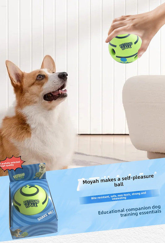 2 Pack Interactive Dog Giggle Ball Set 11cm - Green Wobble Sound Toy & White Glow in the Dark Luminous Ball - V888-ELOSUNG41339