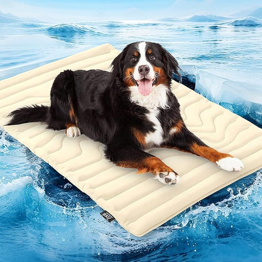 2 Pack Extra Large Dog Cooling Mat 150x101cm - Reversible Self Cooling & Warm Pet Bed Pad - Beige & Bipolar V888-ELOSUNG41353