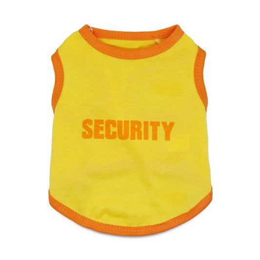 2 Pack "SECURITY" Pet Vest Set - 1 Black & 1 Yellow with Orange Trim - Breathable Cotton Dog T-Shirt Summer V888-ELOSUNG41368