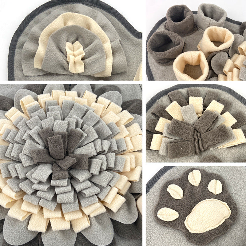 Interactive Dog Snuffle Mat Bone Shape Grey 64x43cm - Slow Feeder & Foraging Puzzle Toy - Washable Fleece V888-ELOSUNG41372