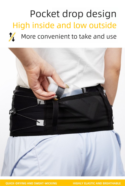 WRELS Trail Running Waist Belt - Lightweight Mesh Hydration Pack with Trekking Pole Holder - Anti-Bounce V888-ELOSUNG41436