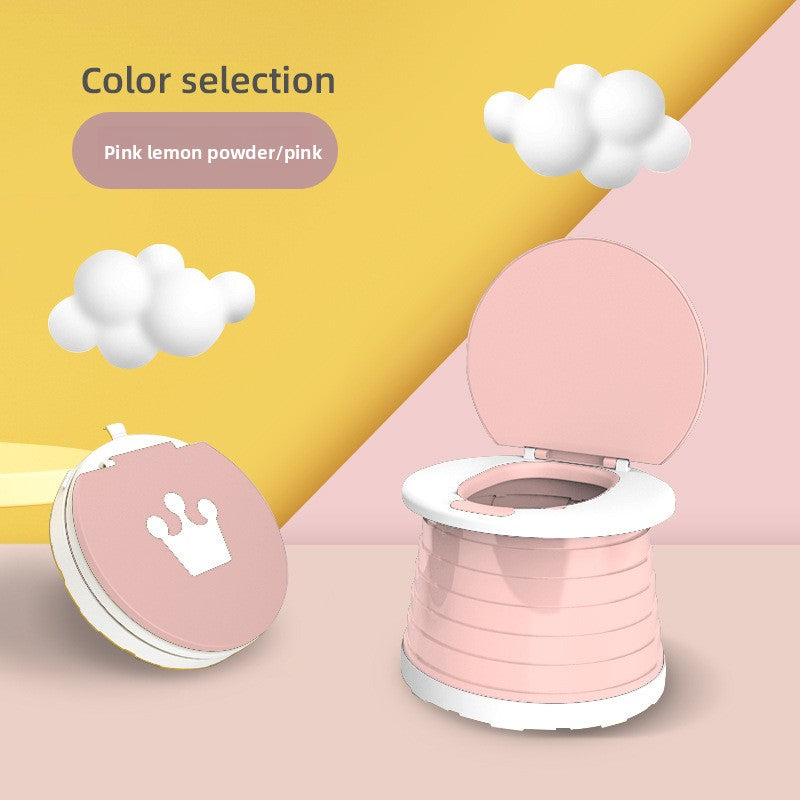 Kids Portable Travel Potty Foldable Training Toilet Seat - Pink - Compact Car & Camping Emergency Commode V888-ELOSUNG41449