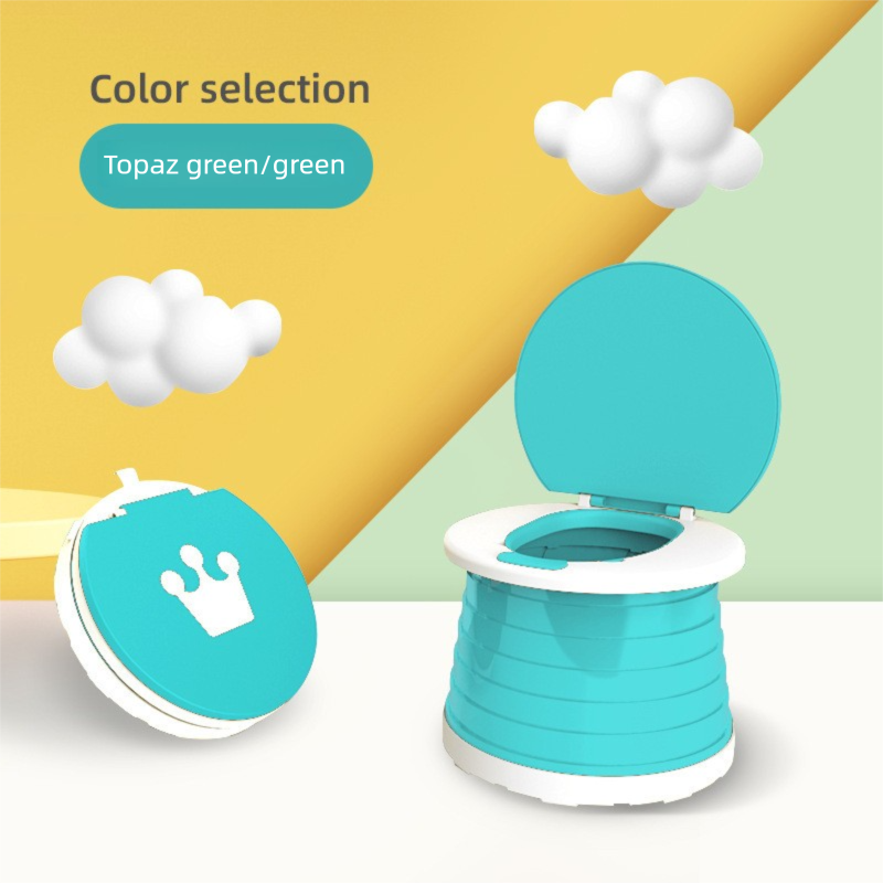 Kids Portable Travel Potty Foldable Training Toilet Seat - Green - Compact Car & Camping Emergency Commode V888-ELOSUNG41450