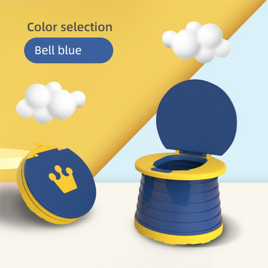 Kids Portable Travel Potty Foldable Training Toilet Seat - Blue - Compact Car & Camping Emergency Commode V888-ELOSUNG41451