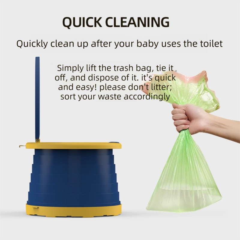 Kids Portable Travel Potty Foldable Training Toilet Seat - Blue - Compact Car & Camping Emergency Commode V888-ELOSUNG41451