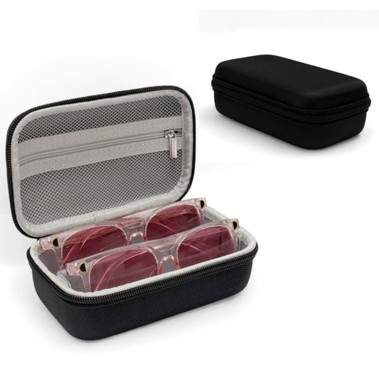 Portable Sunglasses Organiser Case Hard Shell EVA Storage Box for 2 Pairs of Glasses Travel Holder with Mesh V888-ELOSUNG41489