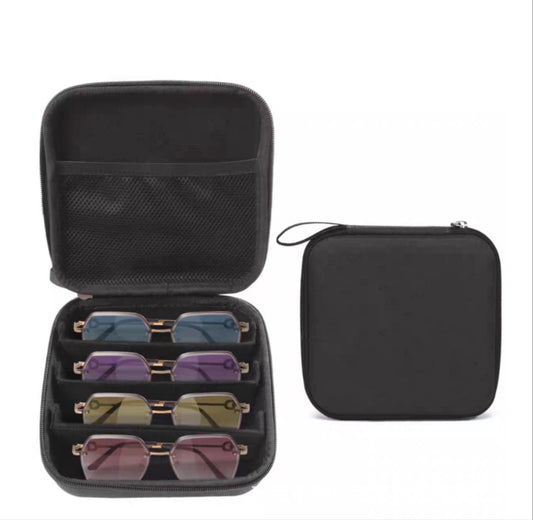 Portable 4-Slot Sunglasses Organiser Case Hard Shell EVA Storage Box Large Capacity Travel Holder with Mesh V888-ELOSUNG41490