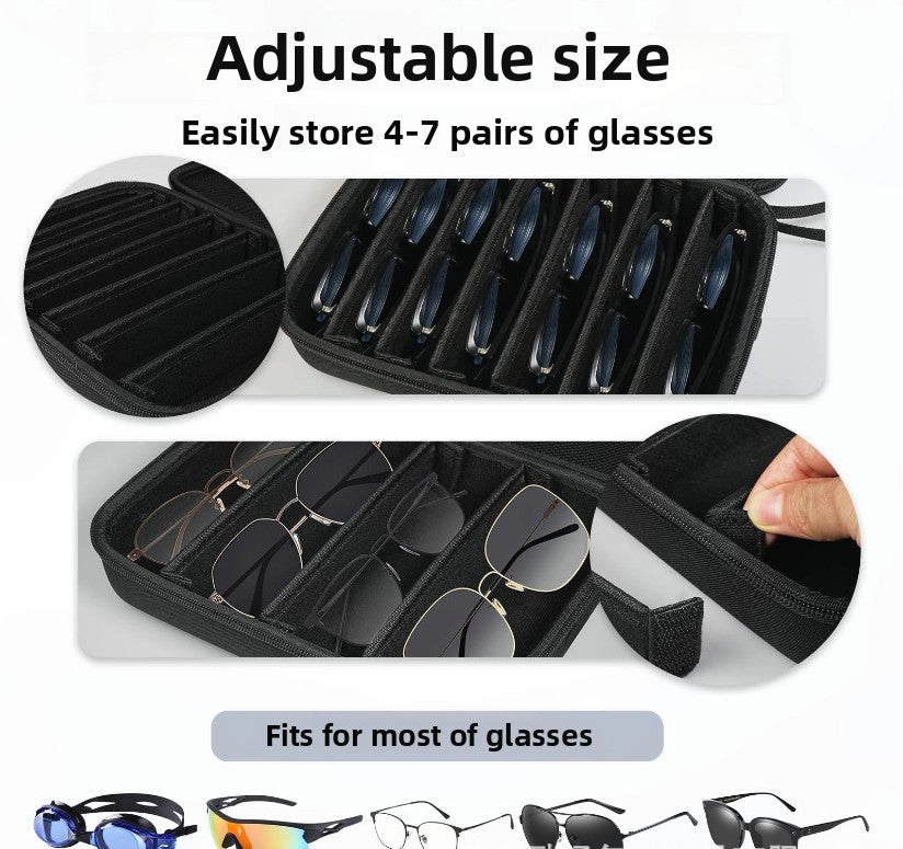 Portable 8-Slot Sunglasses Organiser Case Hard Shell EVA Storage Box Large Capacity Display Holder with V888-ELOSUNG41493