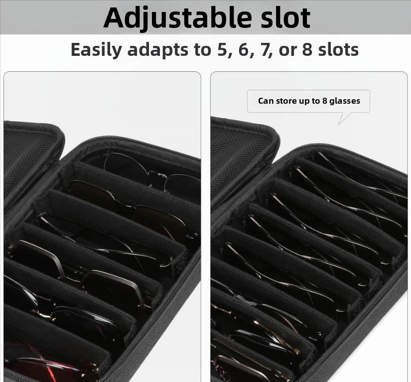 Portable 8-Slot Sunglasses Organiser Case Hard Shell EVA Storage Box Large Capacity Display Holder with V888-ELOSUNG41493