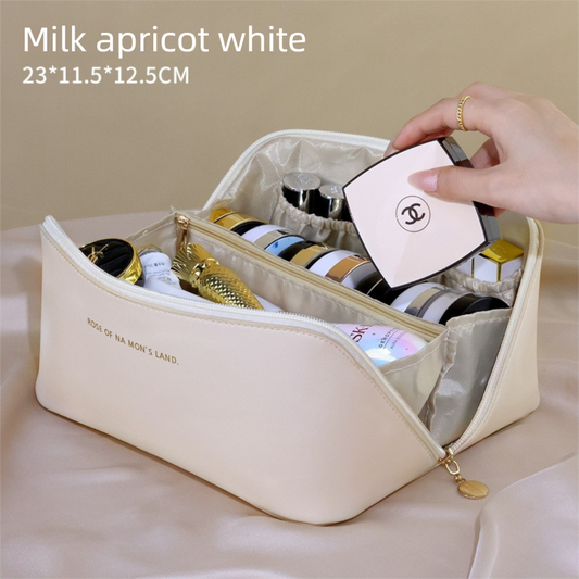 Large Capacity Travel Cosmetic Bag Portable PU Leather Pillow Pouch Waterproof Make Up Organiser Toiletry V888-ELOSUNG41499
