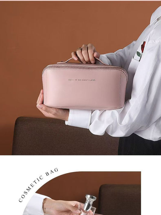 Large Capacity Travel Cosmetic Bag Portable PU Leather Pillow Pouch Waterproof Make Up Organiser Toiletry V888-ELOSUNG41499