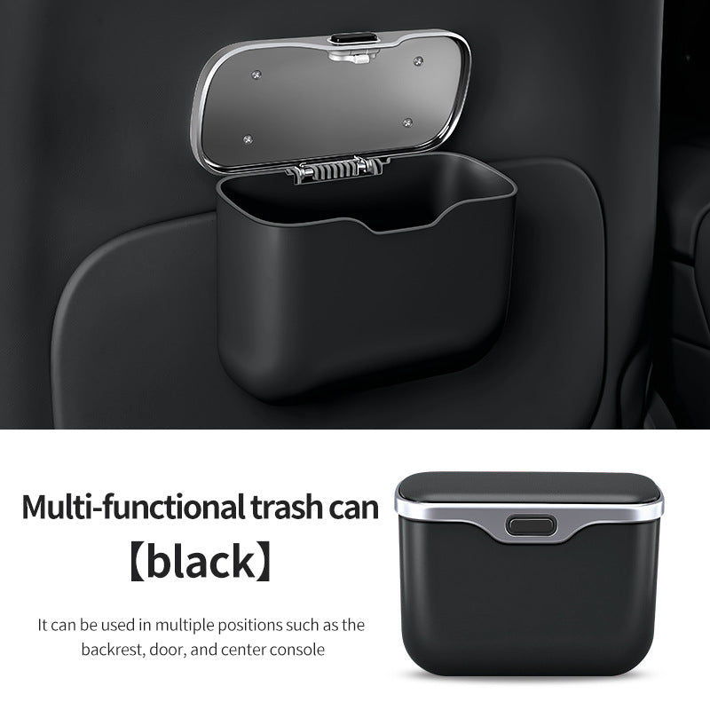 Car Trash Can Hanging Rubbish Bin with Lid Waterproof Leather Vehicle Organiser Storage Box for Door Seat V888-ELOSUNG41509
