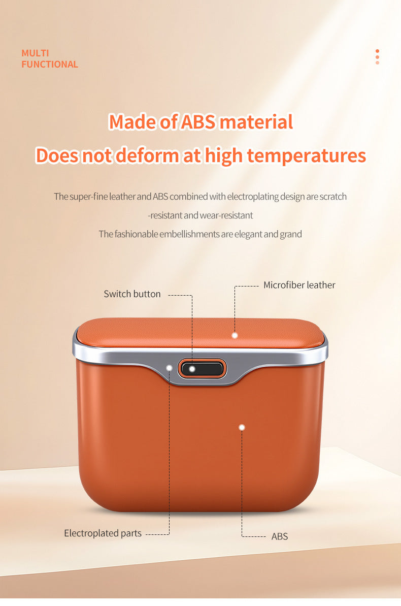 Car Trash Can Hanging Rubbish Bin with Lid Waterproof Leather Vehicle Organiser Storage Box for Door Seat V888-ELOSUNG41509