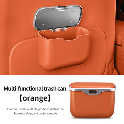 Car Trash Can Hanging Rubbish Bin with Lid Waterproof Leather Vehicle Organiser Storage Box for Door Seat V888-ELOSUNG41510