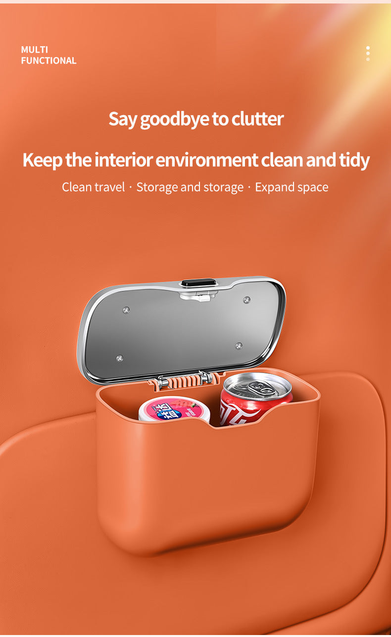 Car Trash Can Hanging Rubbish Bin with Lid Waterproof Leather Vehicle Organiser Storage Box for Door Seat V888-ELOSUNG41510