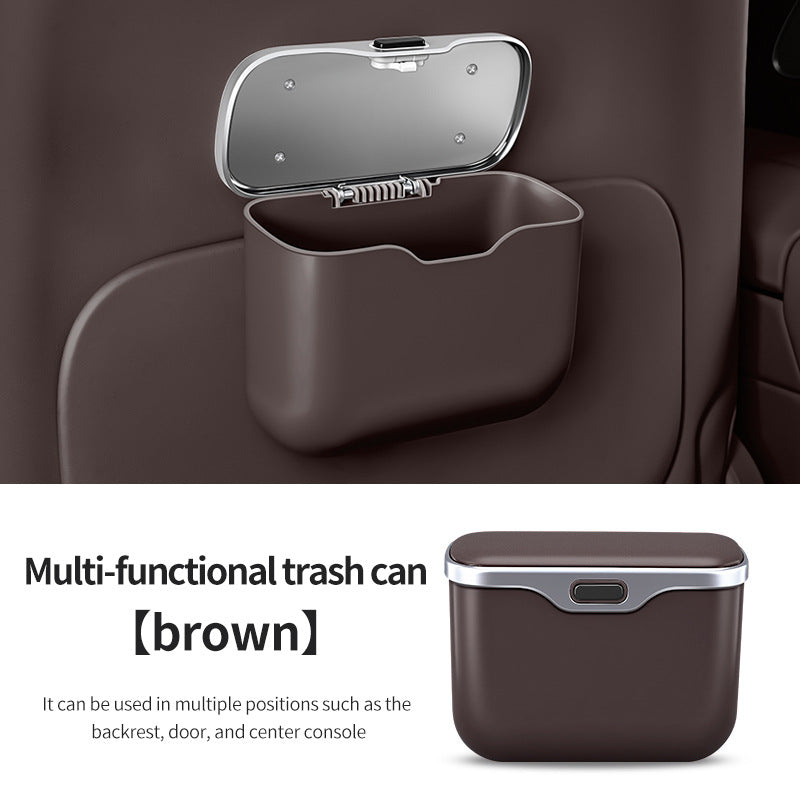 Car Trash Can Hanging Rubbish Bin with Lid Waterproof Leather Vehicle Organiser Storage Box for Door Seat V888-ELOSUNG41511