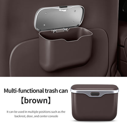 Car Trash Can Hanging Rubbish Bin with Lid Waterproof Leather Vehicle Organiser Storage Box for Door Seat V888-ELOSUNG41511